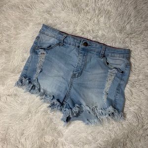 Light blue jean shorts